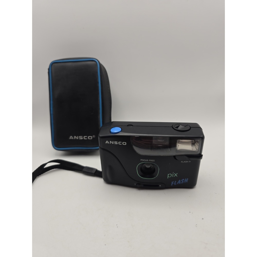 Ansco Pix Panorama Flash 35mm Film Camera With Built-in-Flash and Cover Untested